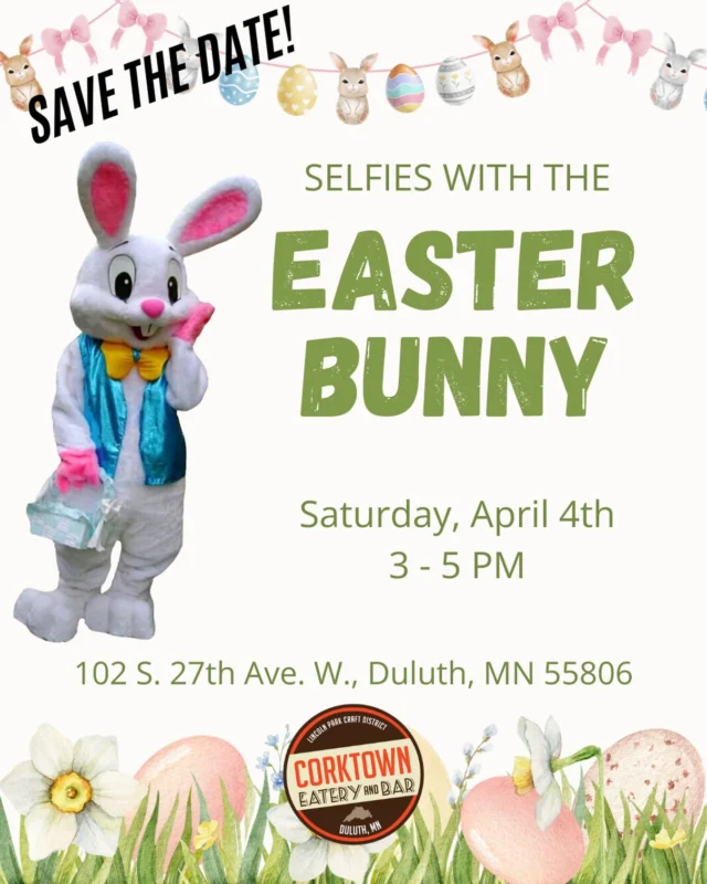 🚨🐣Save the Date! The Easter Bunny is stopping at Corktown this coming Saturday! Stop in for selfies and treats!!